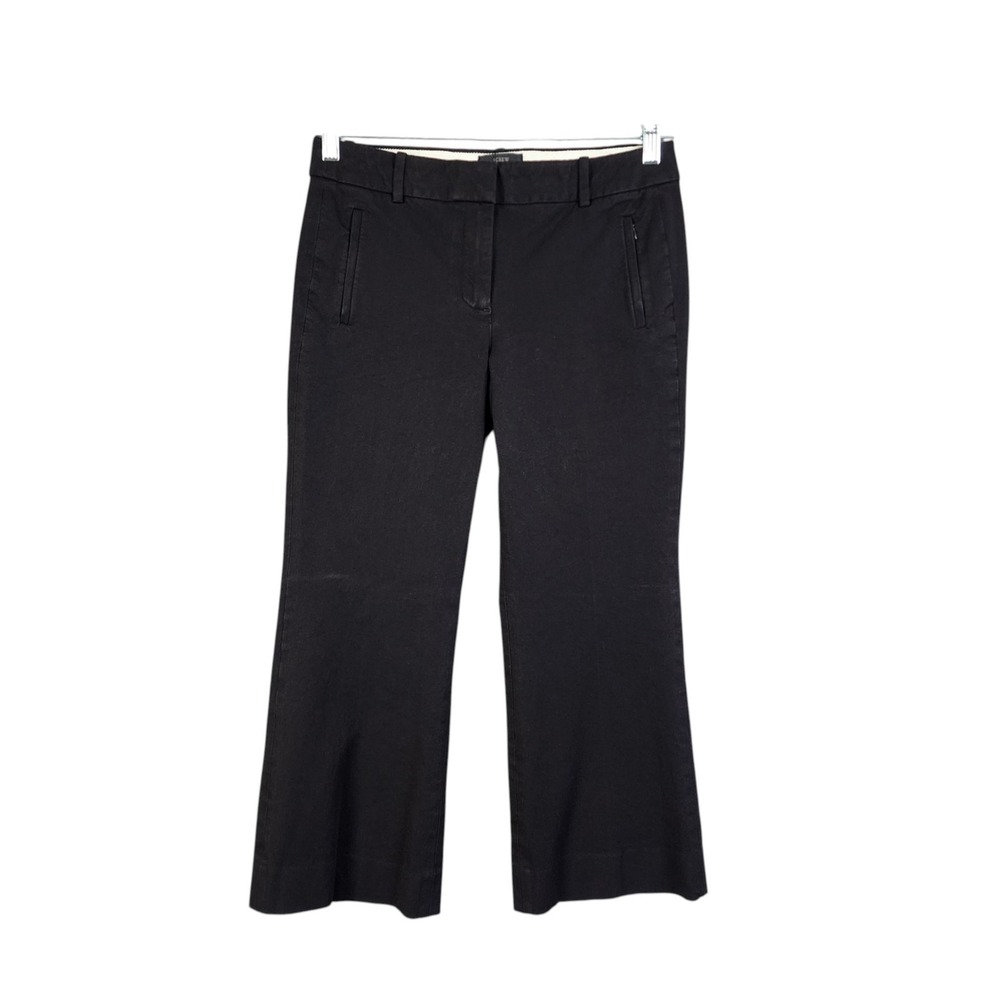 J Crew Womens Teddie Cropped Flare Dress Pant Size 4 Black Cotton Blend Trousers